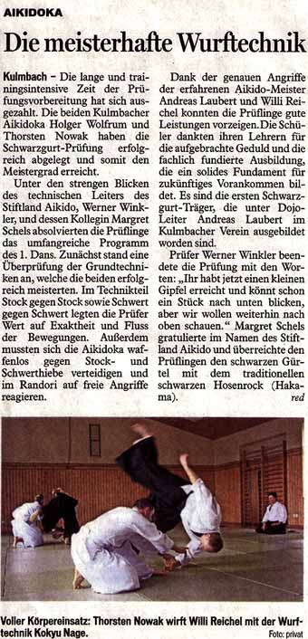 Bericht von der Dan-Prüfung in der Bayerischen Rundschau vom 21.05.2013