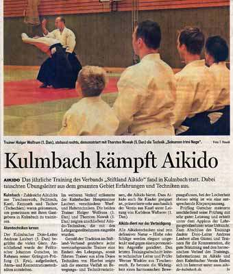 Bericht vom Stiftland-Training in Kulmbach aus der Bayerischen Rundschau vom 08.03.2014