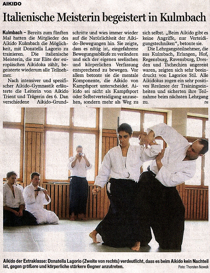 Bericht vom Lehrgang mit Donatella Lagorio in der Bayerischen Rundschau vom 09.02.2013